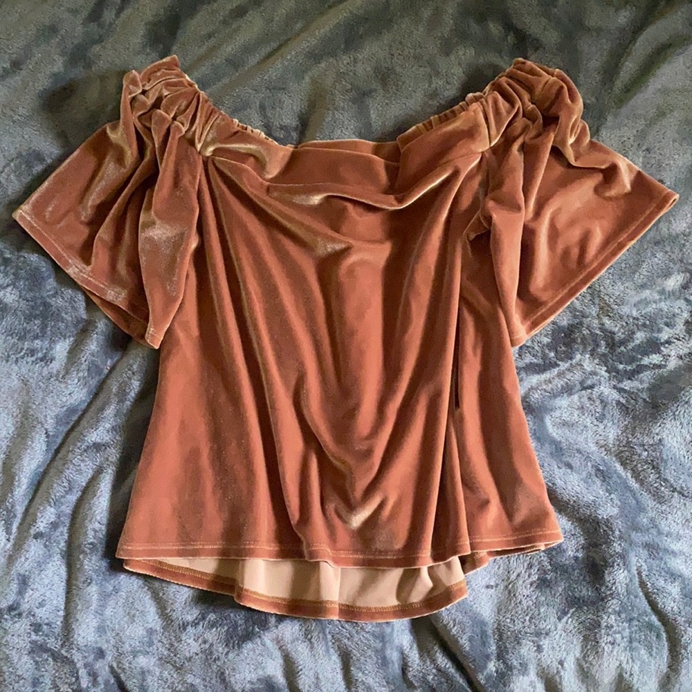Gold Velvety Off the Shoulder Top